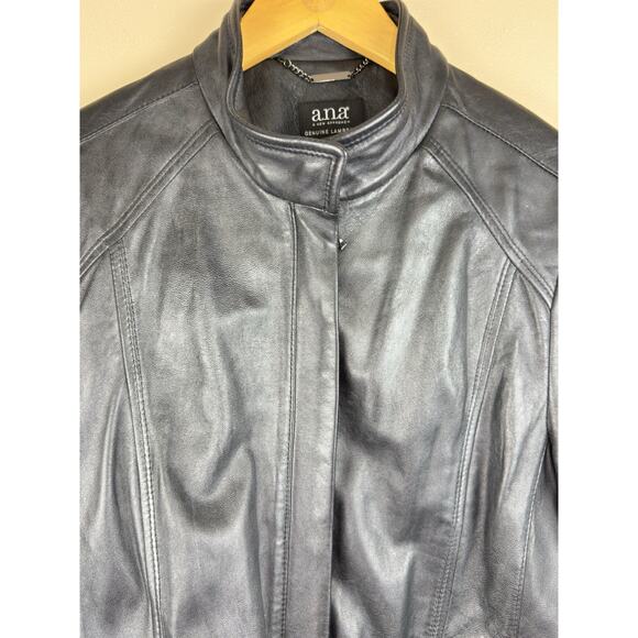 Vintage A.N.A Women’s XL Black Genuine Lambskin Leather Motorcycle Biker Jacket - Picture 4 of 15
